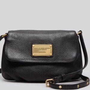 MARC by MARC JACOBS Classic Q Percy Flap Crossbody, Black Leather